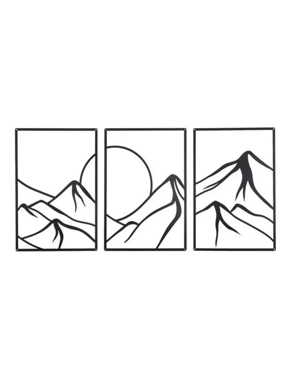 OYFLY 3 Pcs Minimalist Black Metal Wall Art, Forest Line Drawing Wall Decor